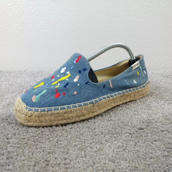 Soludos Anthropologie Womens Size 7 Shoes Slip On Denim Blue Espadrilles - Picture 1 of 9
